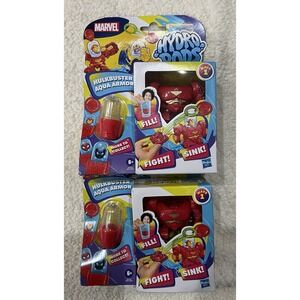 Lot Of 2 Marvel Hydro Pods Hulkbuster Aqua Armor Action Figure Fill Fight Sink‎